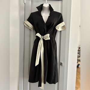 Black shirt dress with white details. Size 12. Knee length Evan Picone